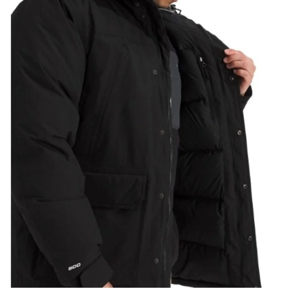 The North Face Mens McMurdo Parka Black 600-Down DryVent Fur Hood Jacket Large